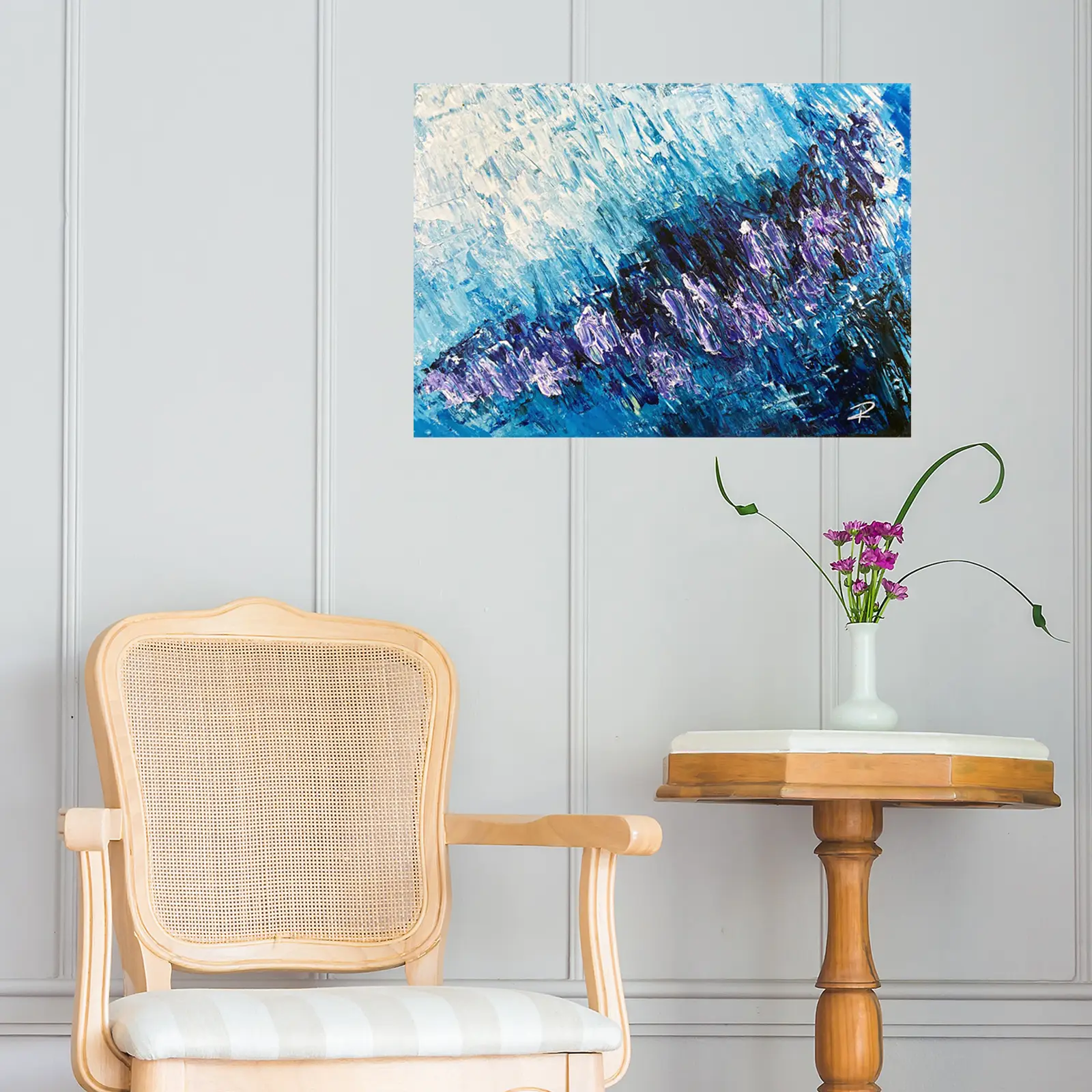 Emerged is a featured abstract acrylic palette knife painting by artist Dawie Roux
